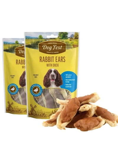 Dog Fest Rabbit Ears With Duck for Adult Dogs,Dog Treats - 90g-0