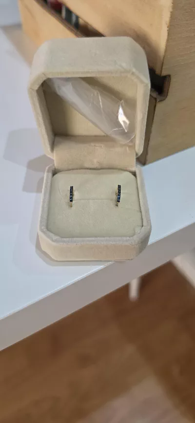 18K Yellow Gold Natural Diamond Earrings – 0.10 Carat Round Brilliant Cut Fancy Blue Diamonds – Fine Jewelry for Women – Pair-6