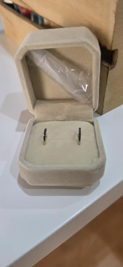 18K Yellow Gold Natural Diamond Earrings – 0.10 Carat Round Brilliant Cut Fancy Blue Diamonds – Fine Jewelry for Women – Pair-4