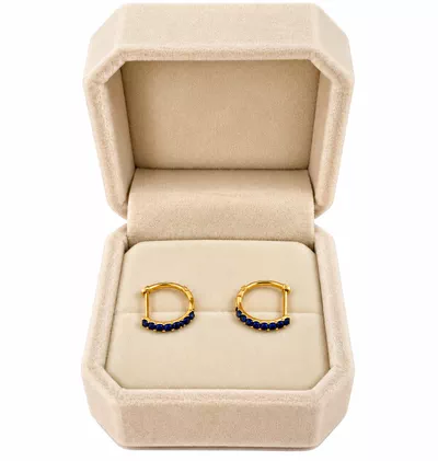 18K Yellow Gold Natural Diamond Earrings – 0.10 Carat Round Brilliant Cut Fancy Blue Diamonds – Fine Jewelry for Women – Pair-1