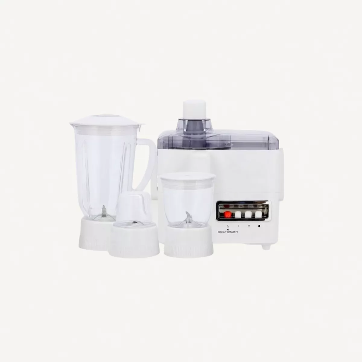 GEEPAS Multi-Functional 4-In-1 Food Processor (Juicer/Blender/ Grinder & Chopper) With Plastic Jar With SS Blades,2 Speed Control With Pulse 1.8 L 650 W GSB6147N White
