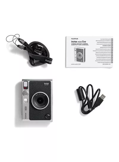 Instax Mini EVO Hybrid Instant Camera – Black (USB-C) | Instant Print with Digital Preview, Creative Modes & Built-In Selfie Mirror-1