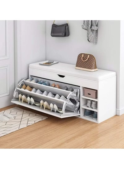 DubaiGallery Shoe Storage Bench with Hidden Shoe Rack,Leather Entryway Shoe Bench Seat Shoe Organizer Shoe Cabinet,Modern Entry Decorative-0