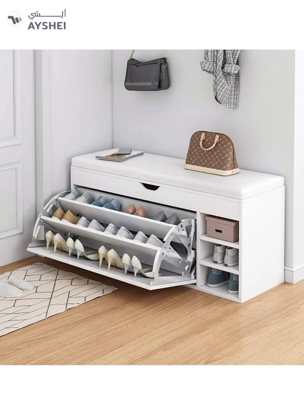 DubaiGallery Shoe Storage Bench with Hidden Shoe Rack,Leather Entryway Shoe Bench Seat Shoe Organizer Shoe Cabinet,Modern Entry Decorative