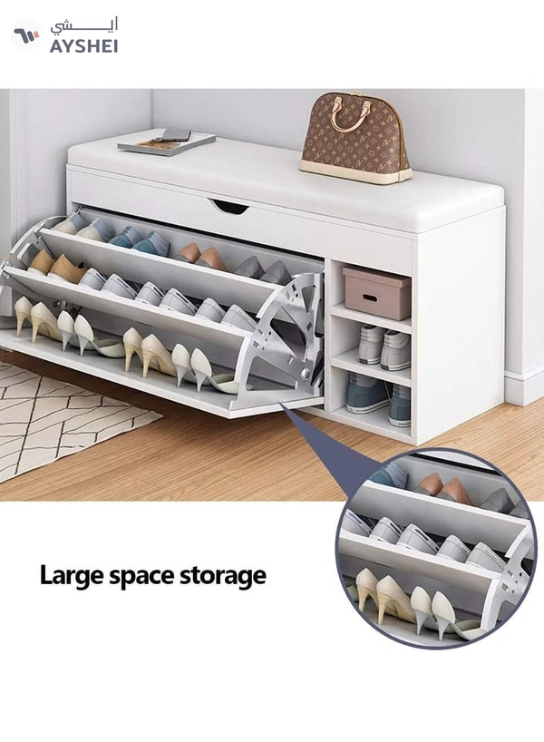 DubaiGallery Shoe Storage Bench with Hidden Shoe Rack,Leather Entryway Shoe Bench Seat Shoe Organizer Shoe Cabinet,Modern Entry Decorative
