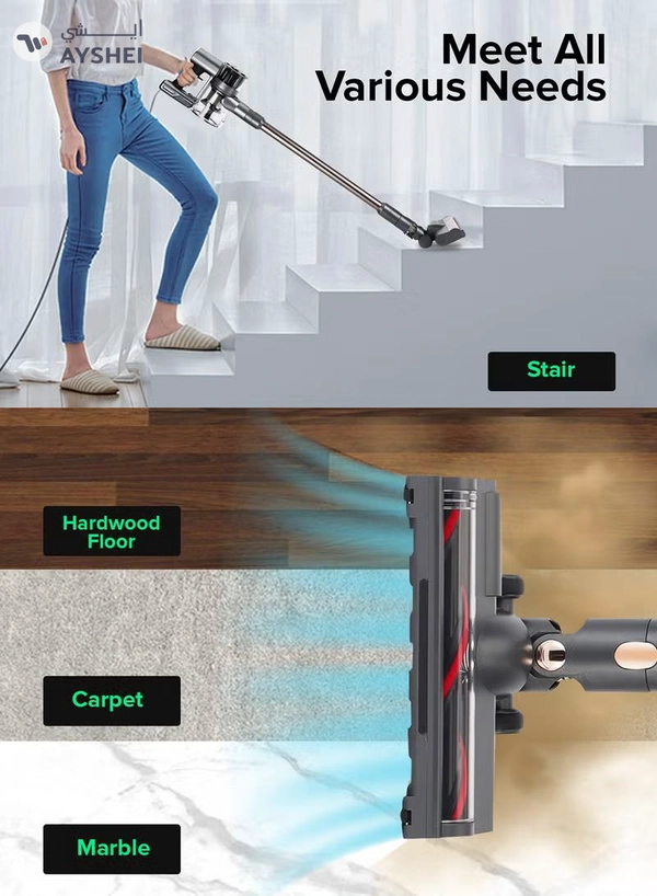 GEEPAS Rechargeable Cordless Handheld Stick Vacuum Cleaner with Powerful Suction 40mins Runtime High Efficiency Filtration system 160 W GVC19030 Black/Grey