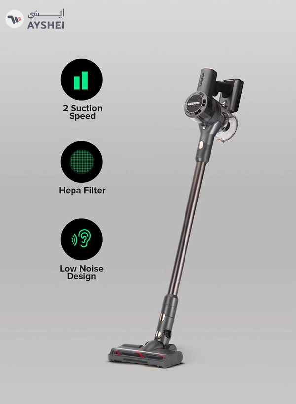 GEEPAS Rechargeable Cordless Handheld Stick Vacuum Cleaner with Powerful Suction 40mins Runtime High Efficiency Filtration system 160 W GVC19030 Black/Grey
