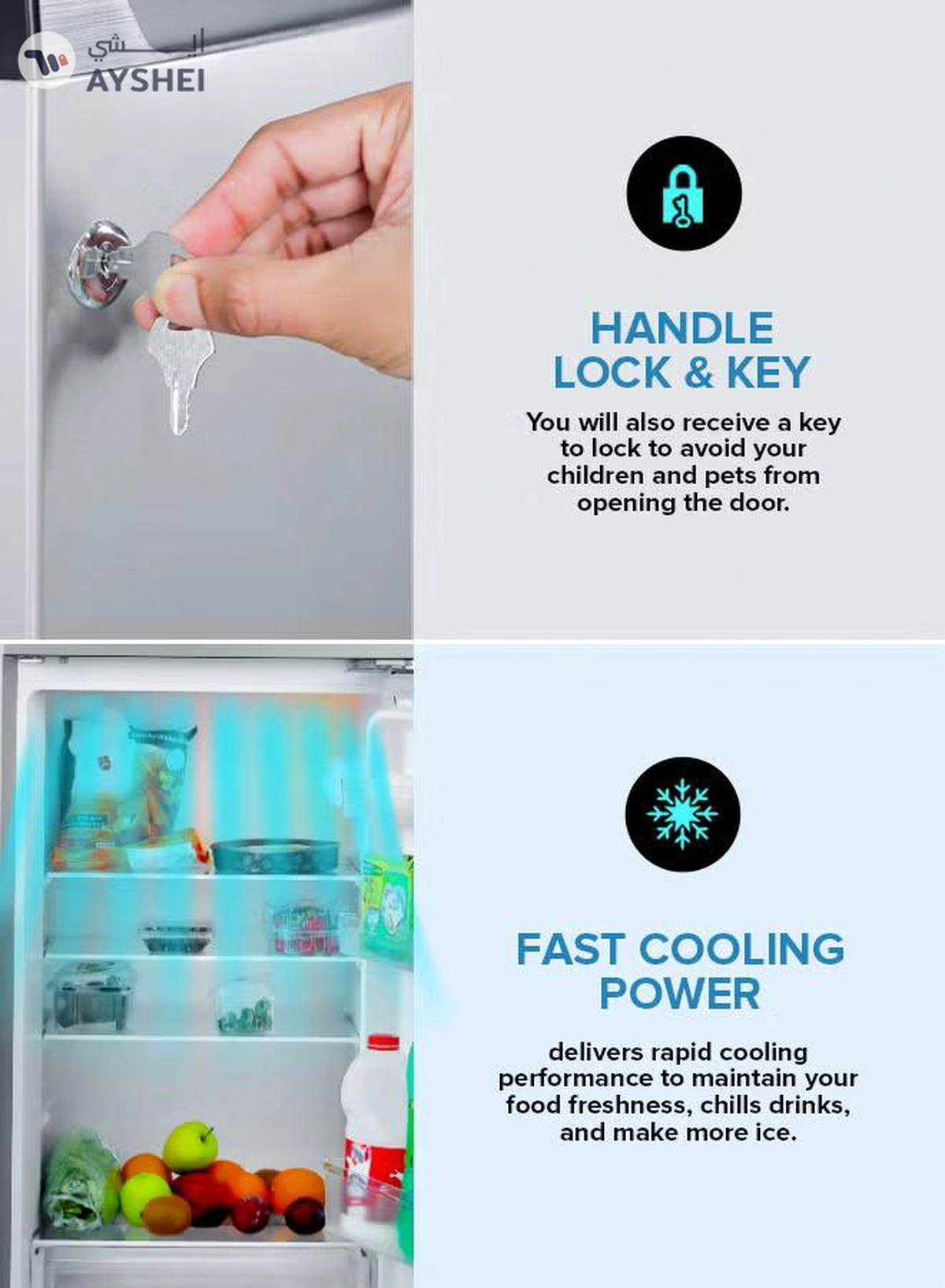 GEEPAS 240L Gross/205L Net Capacity Double Door Defrost Refrigerator| With faster Cooling, Long Lasting Freshness, Extra Space, VCM Steel Body,Tempered Glass Shelves, Handle Lock And Key, Temperature Control, LED Lighting|37L Freezer Capacity 240 L GRF2400SXE Silver-1-1