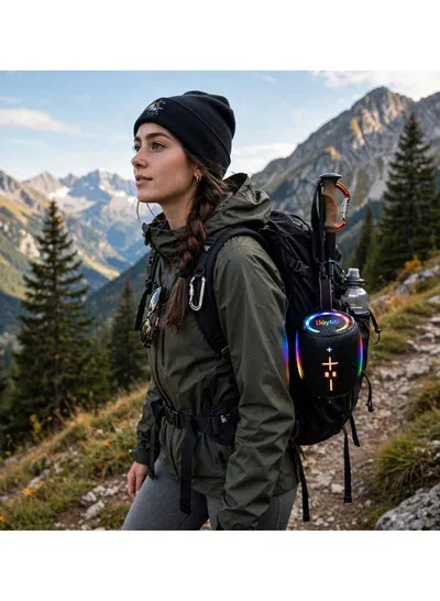 Buytiti CH-J2105 Portable Bluetooth Speaker with RGB LED Lights, TWS Wireless Pairing, FM Radio, TF Card, USB Support, Powerful Stereo Sound, Rechargeable Battery, and Portable Carrying Strap-8