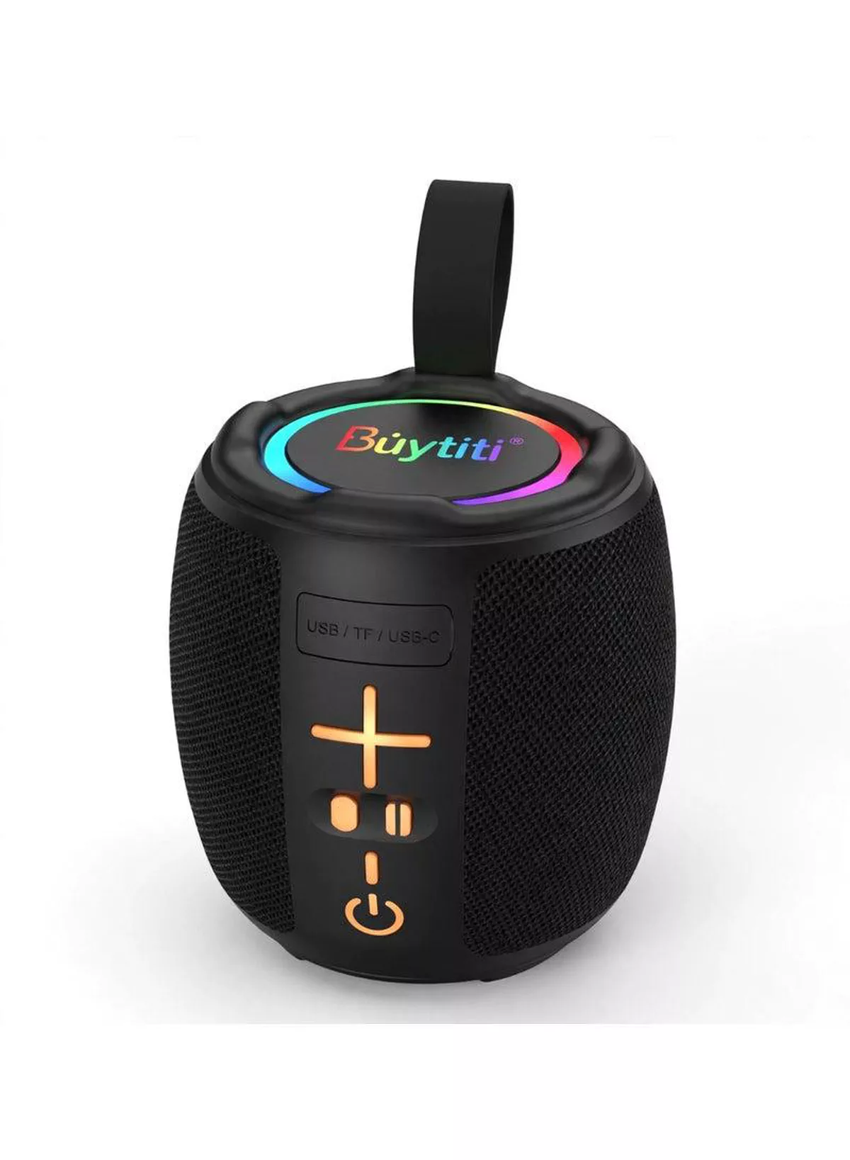 Buytiti CH-J2105 Portable Bluetooth Speaker with RGB LED Lights, TWS Wireless Pairing, FM Radio, TF Card, USB Support, Powerful Stereo Sound, Rechargeable Battery, and Portable Carrying Strap