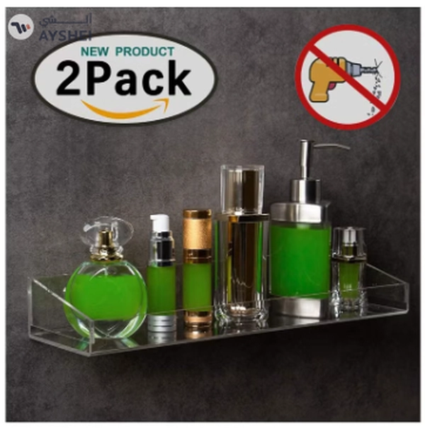Eworld Clear Acrylic Floating Wall Display Shelves: Non-Drilling, Thick, and Waterproof 