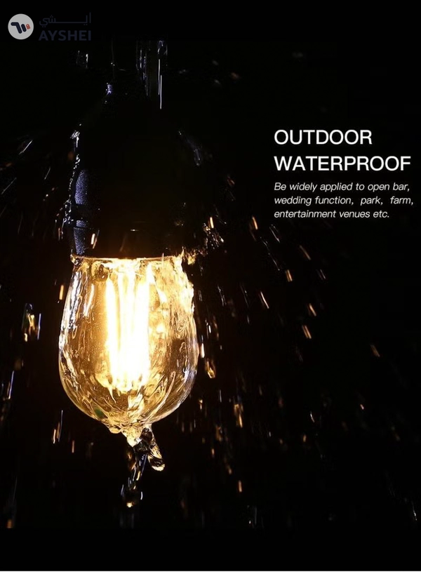 Yuwell Outdoor Waterproof IP65 Led String Lights E27 Holder 10 Meter Bulb Holder Wire For 20 Bulbs Solar Bulb Holder For Ramadan Decoration Lights And Outdoor Decoration Light Hanging Light String Wire Ramadan Light For Commercial Patio Garden & Porch Yard