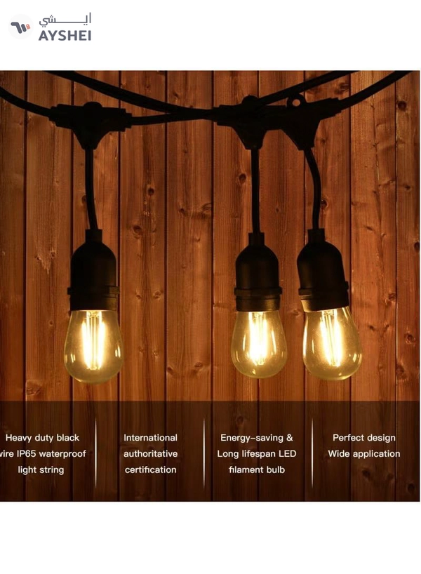 Yuwell Outdoor Waterproof IP65 Led String Lights E27 Holder 10 Meter Bulb Holder Wire For 20 Bulbs Solar Bulb Holder For Ramadan Decoration Lights And Outdoor Decoration Light Hanging Light String Wire Ramadan Light For Commercial Patio Garden & Porch Yard
