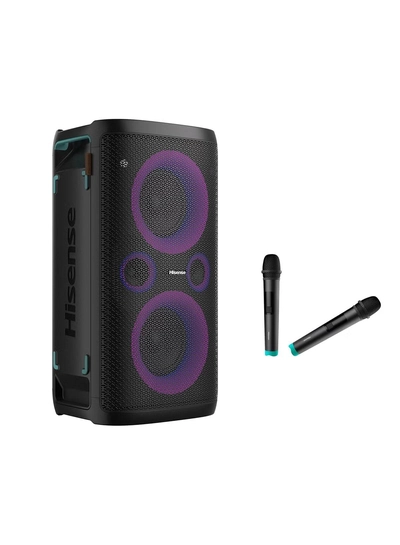 Hisense 300W Wireless Party Speaker – 2.0CH Sound, Built-in Subwoofer, IPX4 Waterproof, 15H Battery, Bluetooth 5.0, DJ & Karaoke Mode HP100 black-0