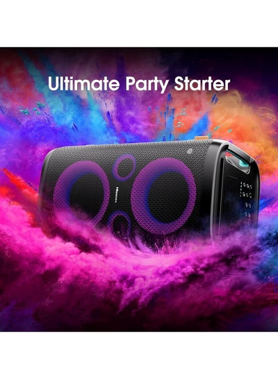 Hisense 300W Wireless Party Speaker – 2.0CH Sound, Built-in Subwoofer, IPX4 Waterproof, 15H Battery, Bluetooth 5.0, DJ & Karaoke Mode HP100 black-5