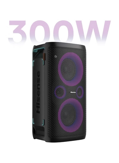 Hisense 300W Wireless Party Speaker – 2.0CH Sound, Built-in Subwoofer, IPX4 Waterproof, 15H Battery, Bluetooth 5.0, DJ & Karaoke Mode HP100 black-1