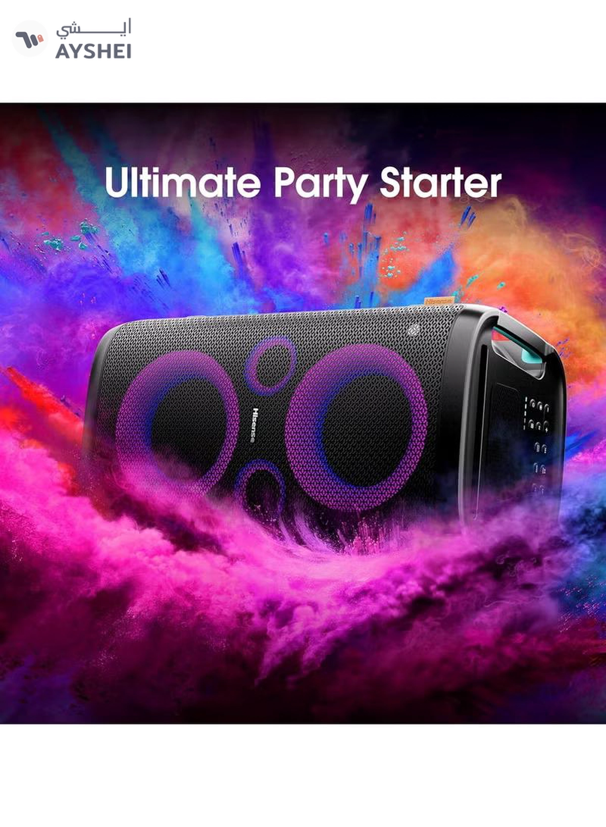 Hisense 300W Wireless Party Speaker – 2.0CH Sound, Built-in Subwoofer, IPX4 Waterproof, 15H Battery, Bluetooth 5.0, DJ & Karaoke Mode HP100 black-5-5