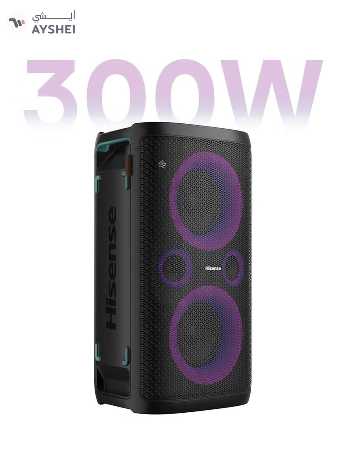 Hisense 300W Wireless Party Speaker – 2.0CH Sound, Built-in Subwoofer, IPX4 Waterproof, 15H Battery, Bluetooth 5.0, DJ & Karaoke Mode HP100 black-1-1