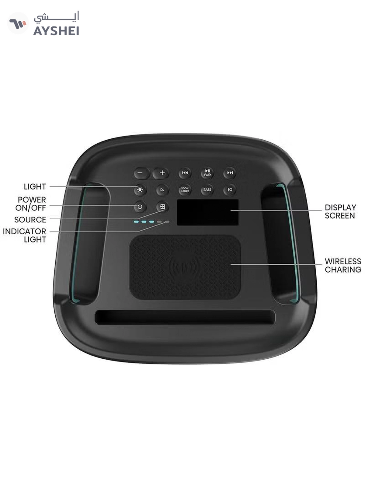 Hisense 300W Wireless Party Speaker – 2.0CH Sound, Built-in Subwoofer, IPX4 Waterproof, 15H Battery, Bluetooth 5.0, DJ & Karaoke Mode HP100 black-6-6