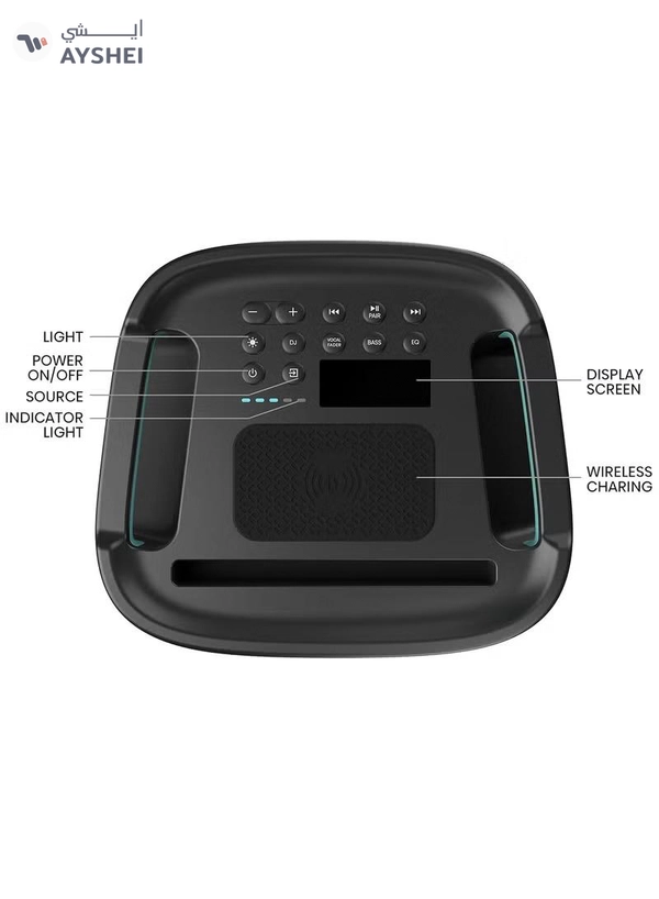 Hisense 300W Wireless Party Speaker – 2.0CH Sound, Built-in Subwoofer, IPX4 Waterproof, 15H Battery, Bluetooth 5.0, DJ & Karaoke Mode HP100 black