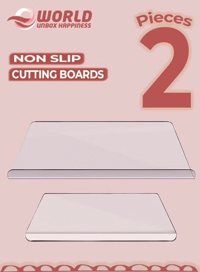 Eworld Set of 2 Non-Slip Clear Acrylic Cutting Boards with Lip for Kitchen Countertop-0