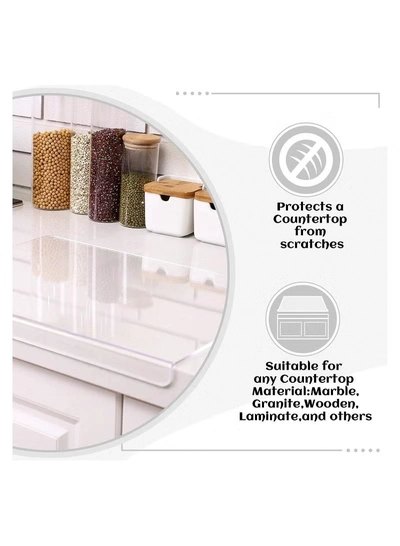 Eworld Set of 2 Non-Slip Clear Acrylic Cutting Boards with Lip for Kitchen Countertop-2