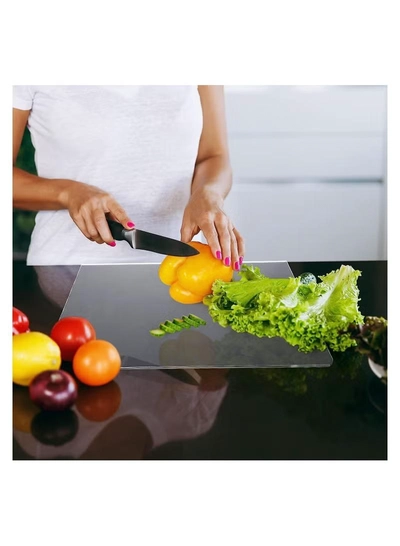 Eworld Set of 2 Non-Slip Clear Acrylic Cutting Boards with Lip for Kitchen Countertop-4
