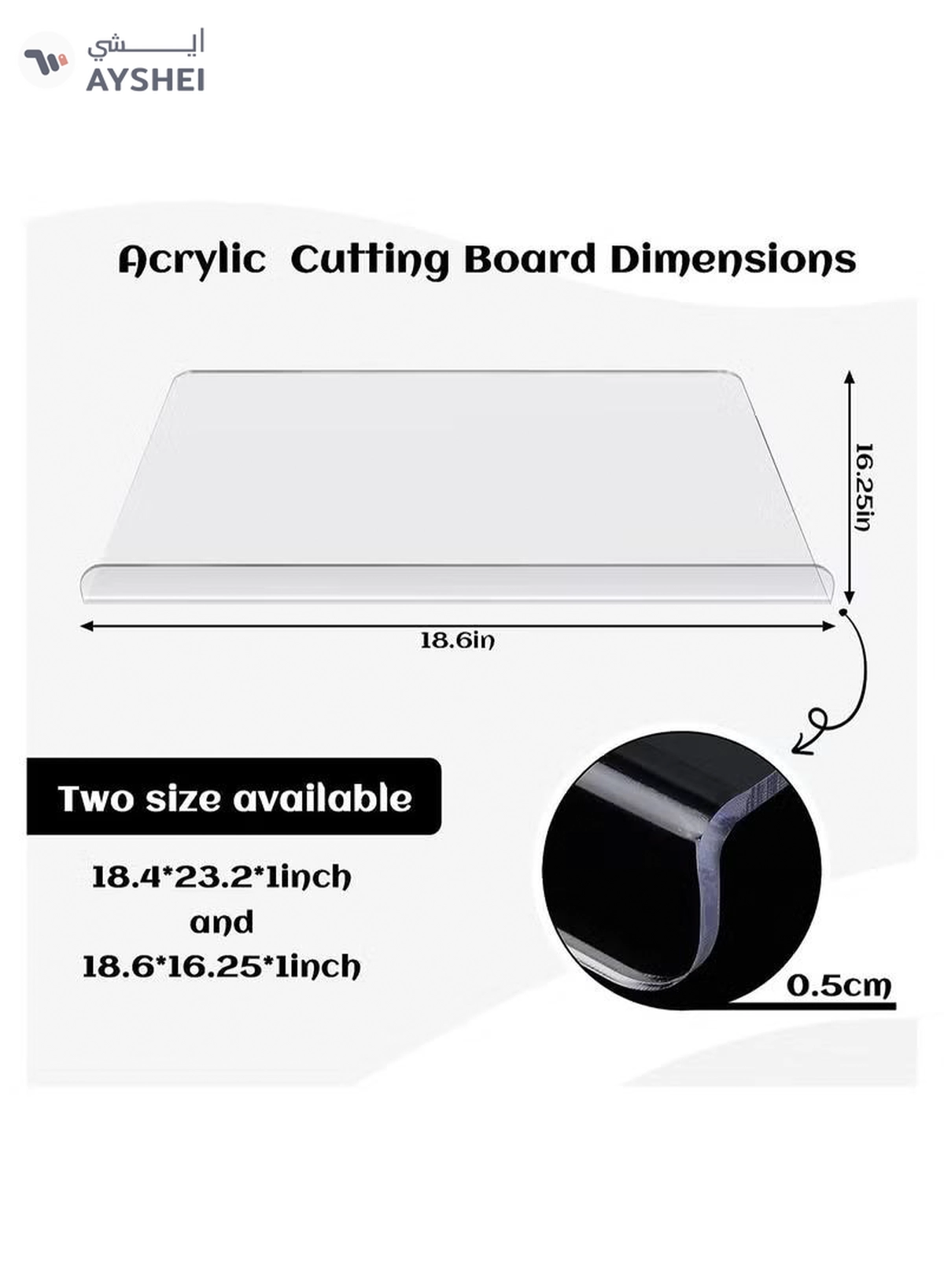 Eworld Set of 2 Non-Slip Clear Acrylic Cutting Boards with Lip for Kitchen Countertop-3-3