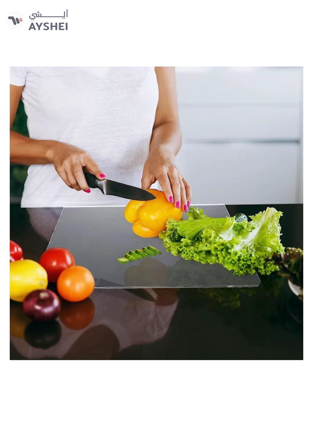 Eworld Set of 2 Non-Slip Clear Acrylic Cutting Boards with Lip for Kitchen Countertop-4-4