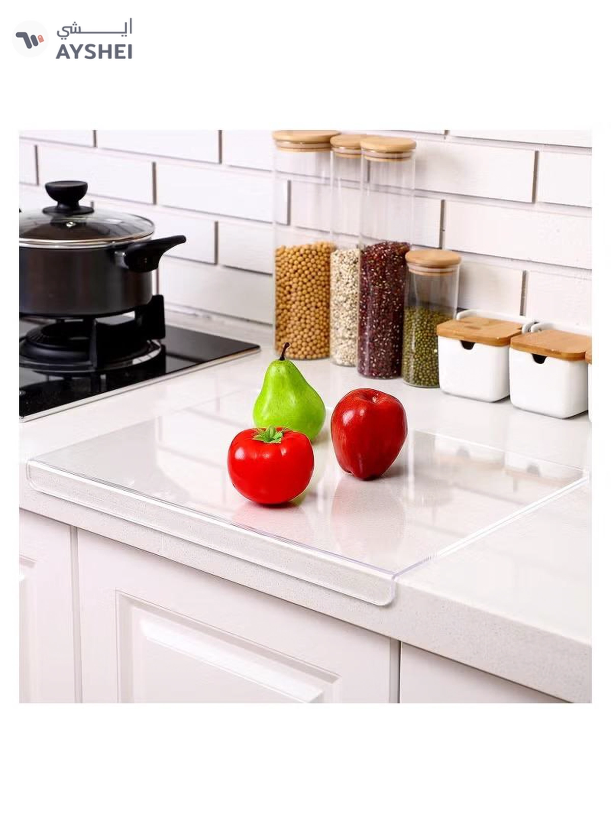 Eworld Set of 2 Non-Slip Clear Acrylic Cutting Boards with Lip for Kitchen Countertop-5-5