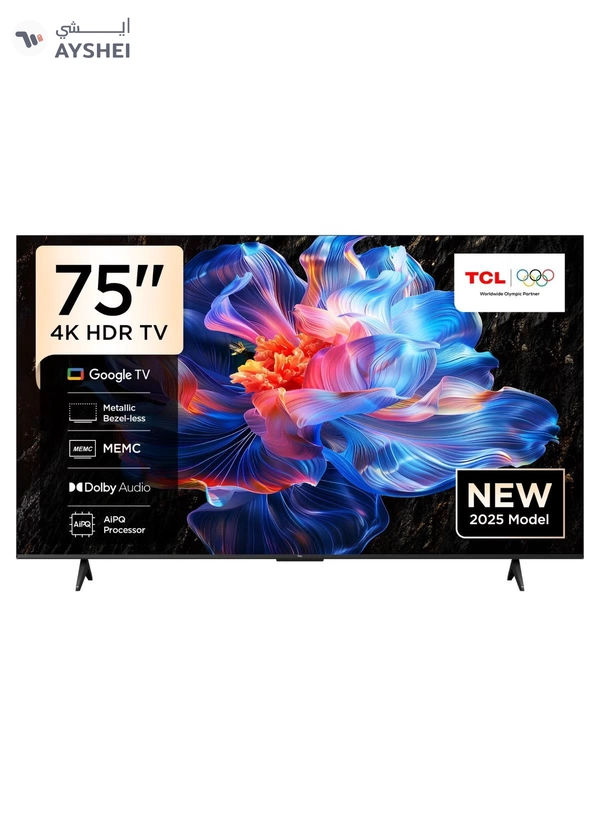 TCL 75 Inch 4K, Google TV, Dolby audio, 60Hz, AiPQ processor, 75P6k black, 2025 75P6k black