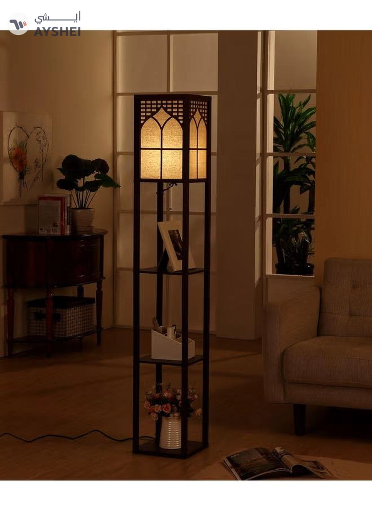 NKX Nordic Modern Bedroom linen cover Standing Floor vertical lamp With 9W bulb-3-3