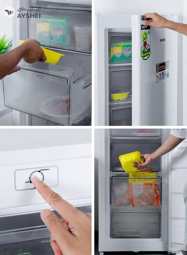 GEEPAS 200L Gross/157 Net Capacity, Upright Freezer With Tropical Compressor, Recessed Handle, Lock & Key, Inside Condensor, 6 Crystal Freezer Drawers, Adjustable Thermostat, 100% HCF & FCKW Free 20 L GRFU2006 White