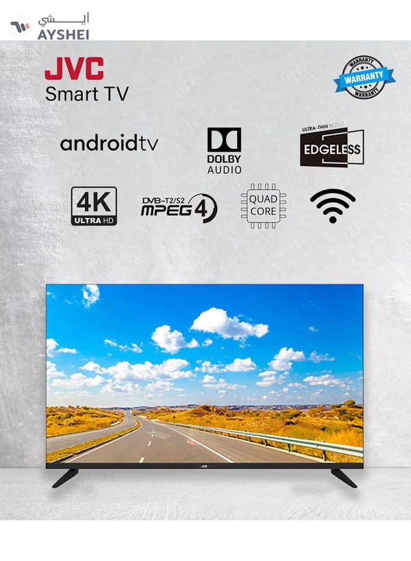 JVC 65 Inch Edgeless 4K UHD Android 13 Smart TV With Web Browser, Dolby Audio LT-65N675 Black