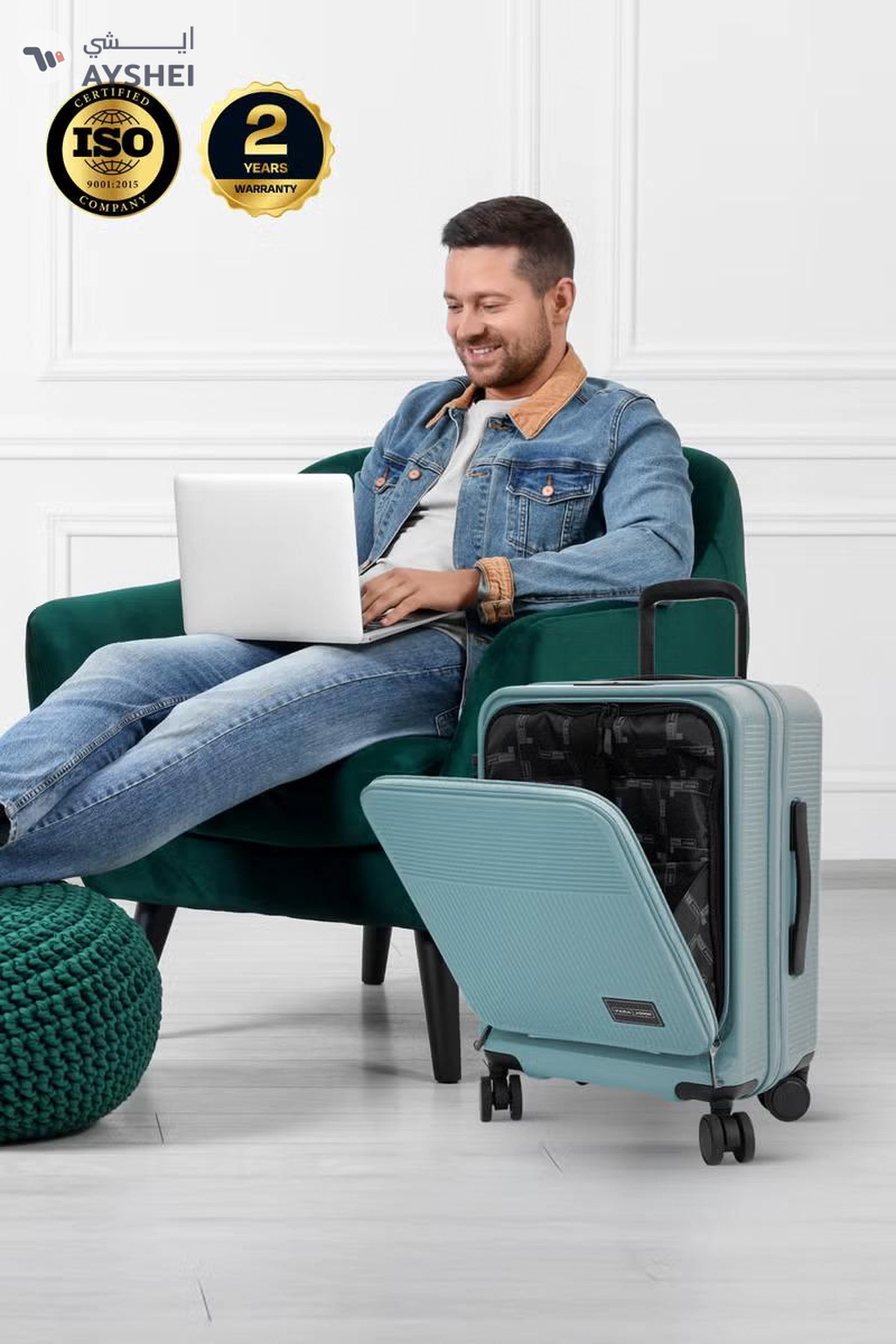 PARAJOHN FRONTARA Series Set of 2 Luggage| Small 10KG & Large 30KG ABS+Polycarbonate 8 Wheel Trolley Hardsided Travel Suitcase - LIGHT GREEN-4-4