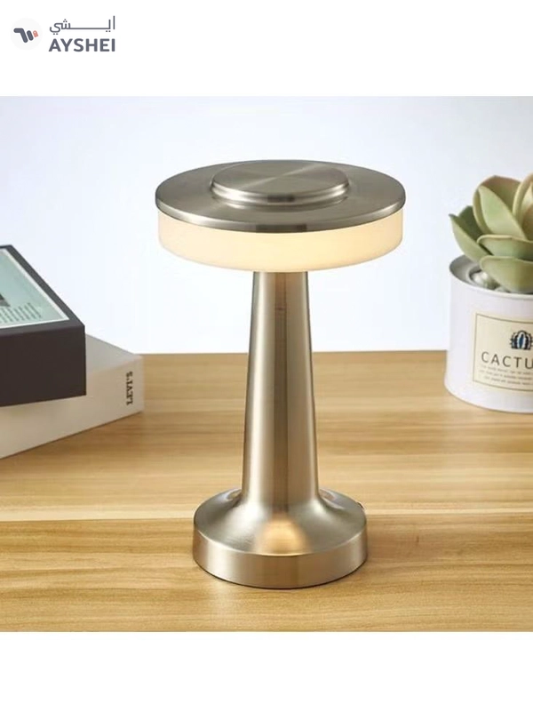 Yuwell Portable Led Table Lamp With 3 Light Color Modes With Touch Sensor 3-Levels Brightness Desk Lamp For Room Party And Restaurant Decor Silver
