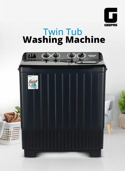GEEPAS Semi Automatic Twin Tub Washing Machine | Equipped with Big Pulsator and Spin Dry | Efficient Performance and Classic Design | Perfect for Home, Apartments, etc. | 14 kg 700 W GSWM18054 Black-0