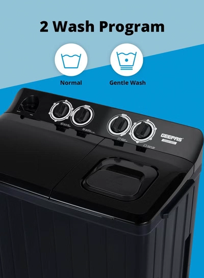 GEEPAS Semi Automatic Twin Tub Washing Machine | Equipped with Big Pulsator and Spin Dry | Efficient Performance and Classic Design | Perfect for Home, Apartments, etc. | 14 kg 700 W GSWM18054 Black-3