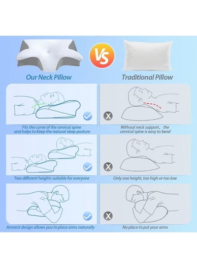 Eworld 2-in-1 Memory Foam Cervical Pillow, Orthopedic Contour Pillow for Neck Pain Relief-5