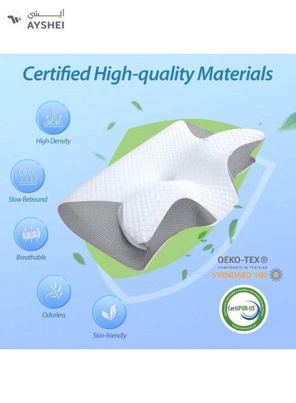 Eworld 2-in-1 Memory Foam Cervical Pillow, Orthopedic Contour Pillow for Neck Pain Relief