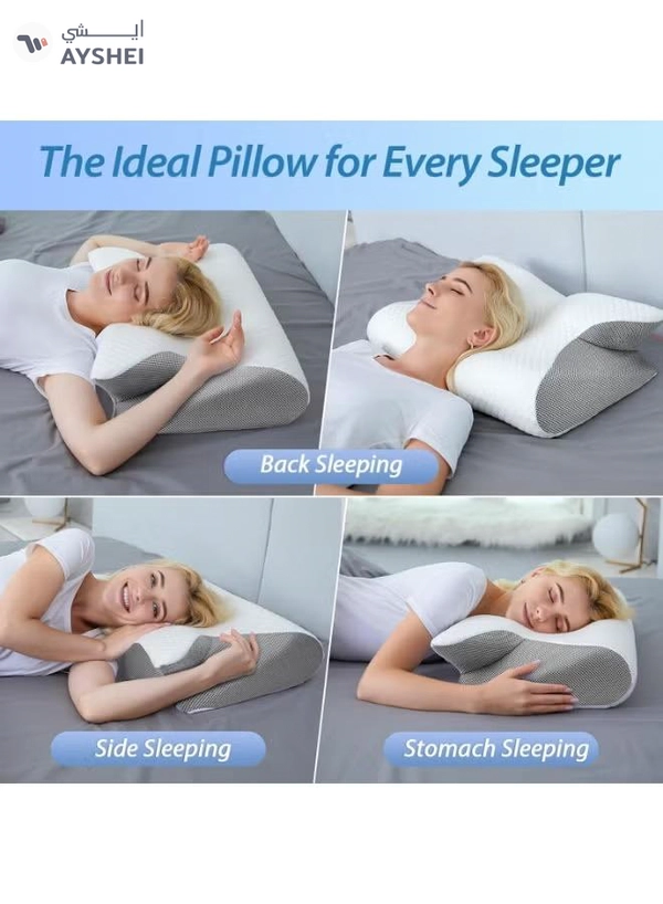 Eworld 2-in-1 Memory Foam Cervical Pillow, Orthopedic Contour Pillow for Neck Pain Relief