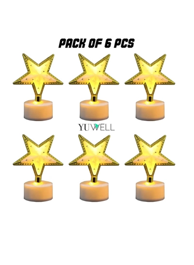 Yuwell Pack Of 6 Pcs Star Shape Mini Portable Night Light And Table Decor Lamp For Ramadan Light For Eid And Ramadan Decoration-0
