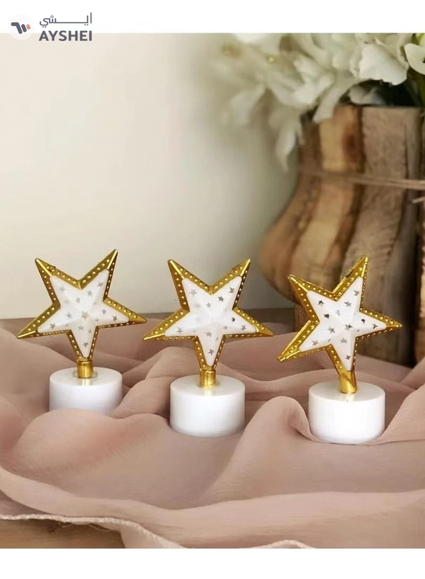 Yuwell Pack Of 6 Pcs Star Shape Mini Portable Night Light And Table Decor Lamp For Ramadan Light For Eid And Ramadan Decoration
