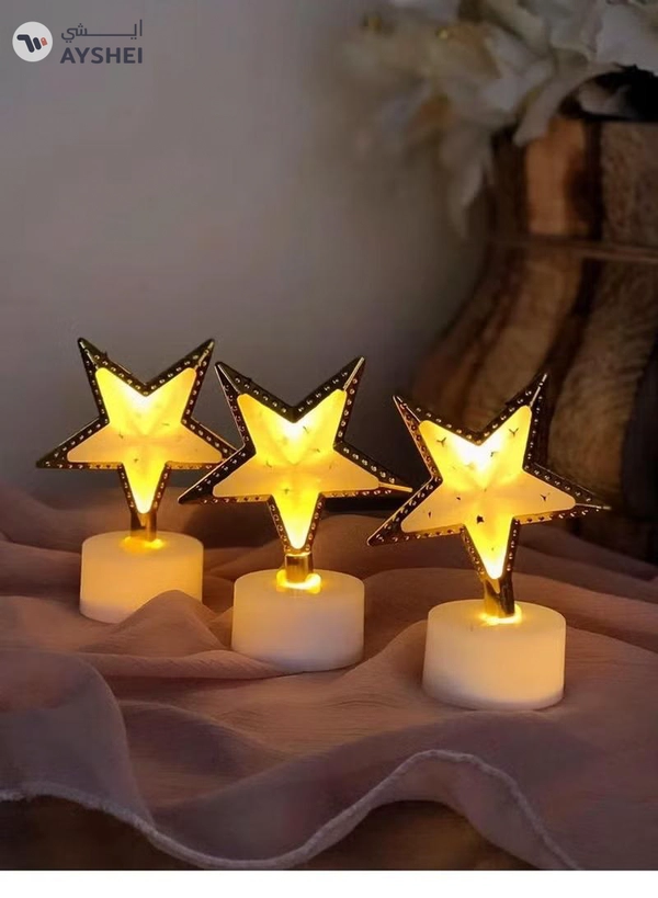 Yuwell Pack Of 6 Pcs Star Shape Mini Portable Night Light And Table Decor Lamp For Ramadan Light For Eid And Ramadan Decoration