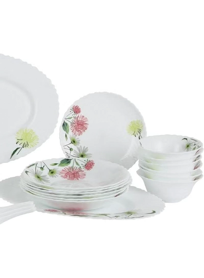Delcasa DC3383 Opalware Dinner 40-Pieces Set, White/Pink-2