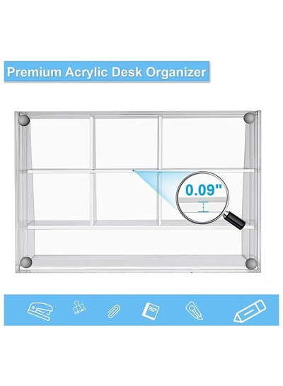 Eworld Clear Acrylic File Holder Pen Storage Organising Stand Desk for Books Papers and Accessories-2