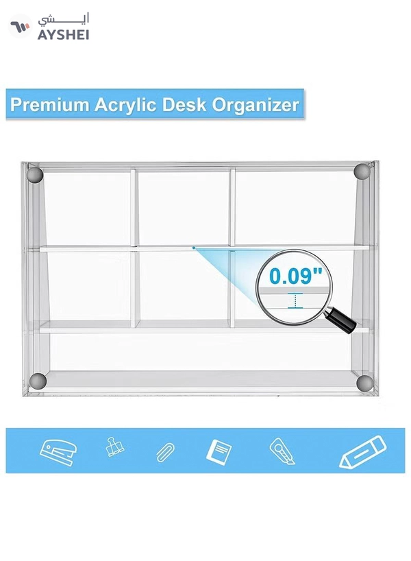 Eworld Clear Acrylic File Holder Pen Storage Organising Stand Desk for Books Papers and Accessories