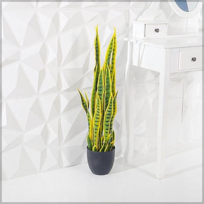 Yatai Decor Nearly Natural Snake Plant, 90cm Artificial Plants with Pots Moss Grass-0