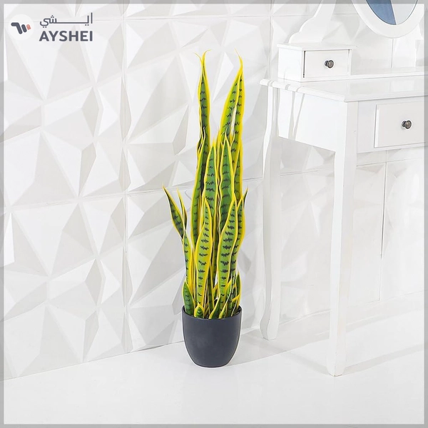 Yatai Decor Nearly Natural Snake Plant, 90cm Artificial Plants with Pots Moss Grass