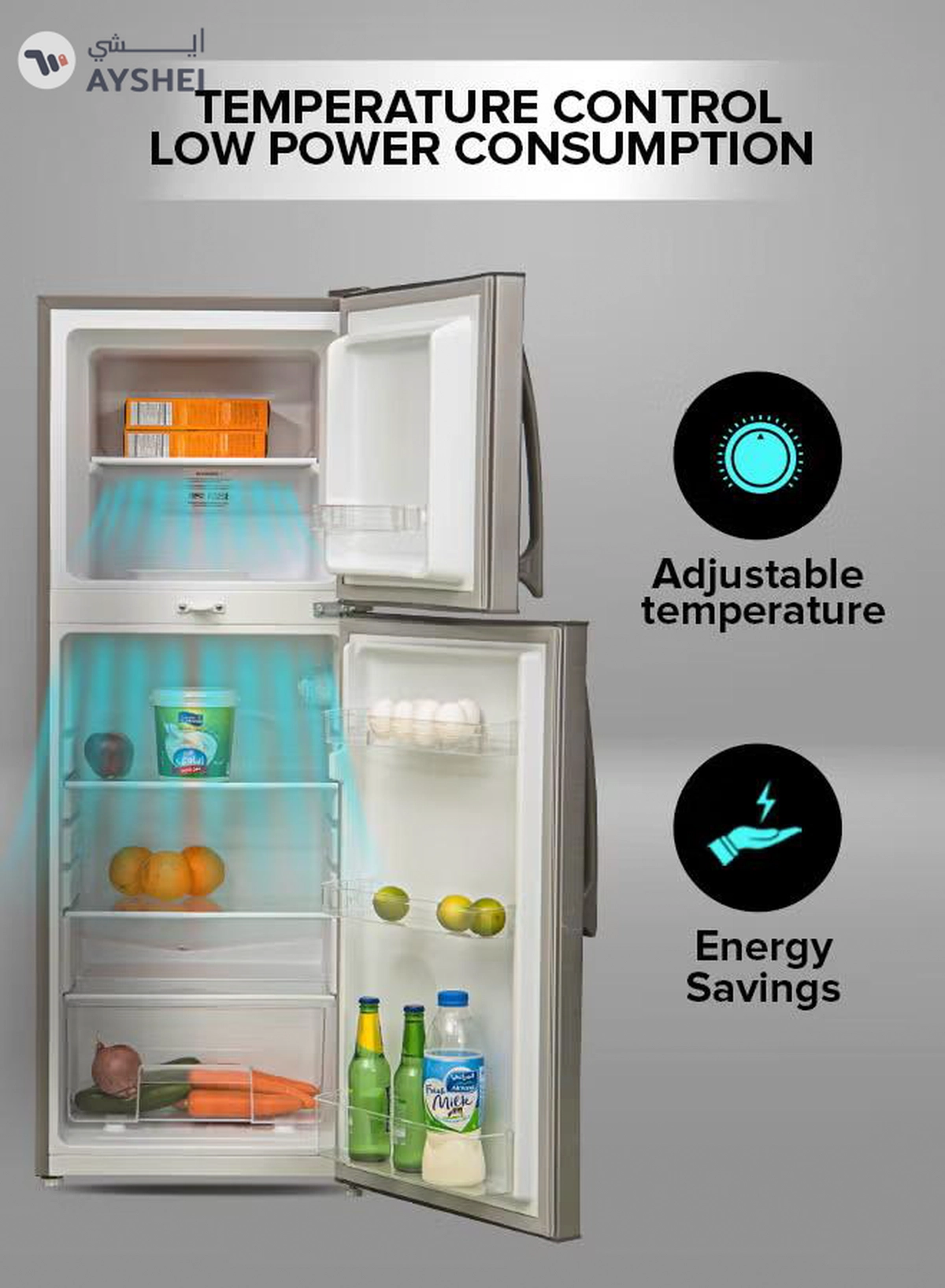GEEPAS 200L Gross/138L Net Capacity, Direct Cool Double Door Defrost Refrigerator With Grip Handle| Silver Finish, Glass Shelves, Transparent Door Basket, Adjustable Front Wheel, Lock & Key, Low Noise, Quick Cooling, Low Voltage,Freezer- 40L capacity GRF2209SXE Silver-1-1